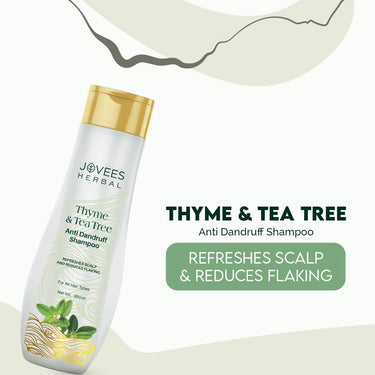 Jovees Herbal Thyme & Tea Tree Anti Dandruff Shampoo | With Tea Tree, Thyme & Lemon Extract | For All Hair Type | Prevents Dandruff & Dry Scalp- 300ml